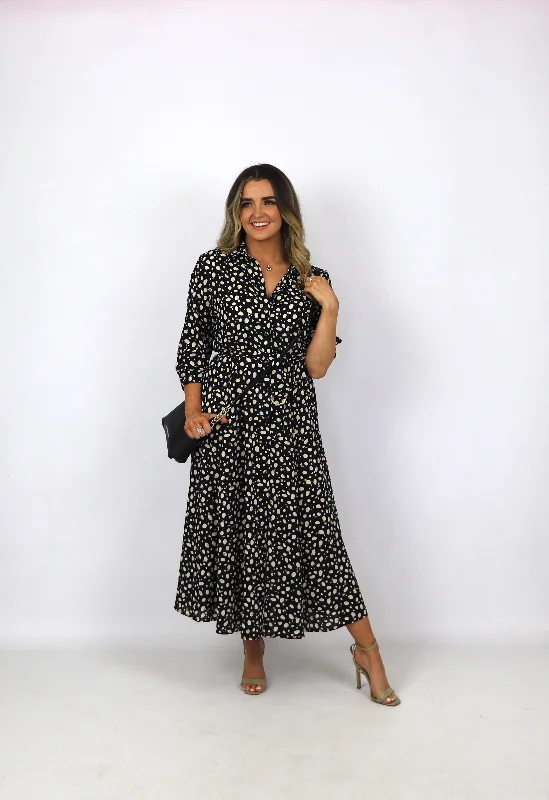 Joseph Ribkoff Belted Shirt Dress Square Neckline Feminine