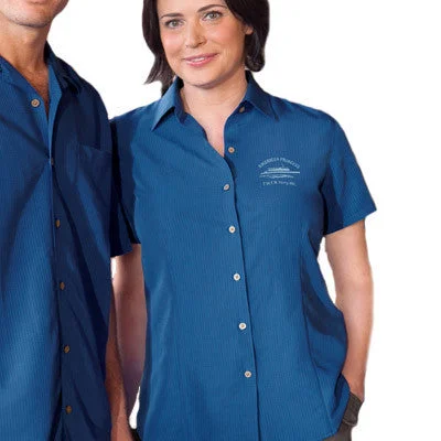 Harriton Ladies Barbados Textured Camp Shirt Elegant Classic Vintage