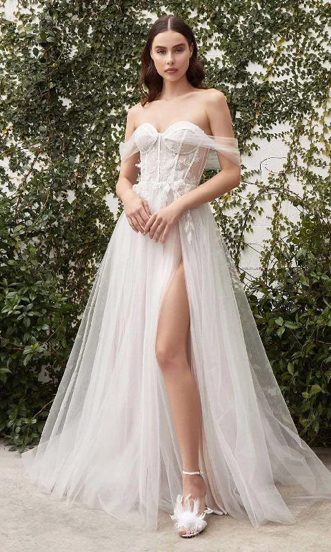 Andrea and Leo - A1036W Applique Corset Bridal Gown Light Pleated Skirt