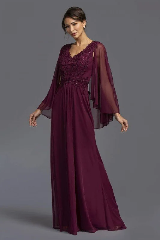 Long Formal Dress with Cape Plum Boho Style Skirt