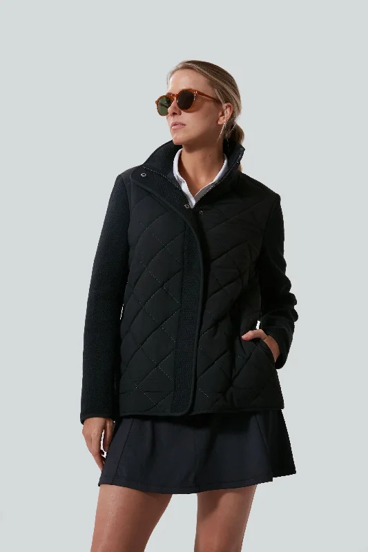 Black Quilted Evonne Jacket Hooded Parka Coat
