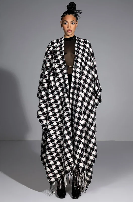 HOUNDSTOOTH AURETA PONCHO Wool Jacket Cashmere Jacket Tweed Jacket