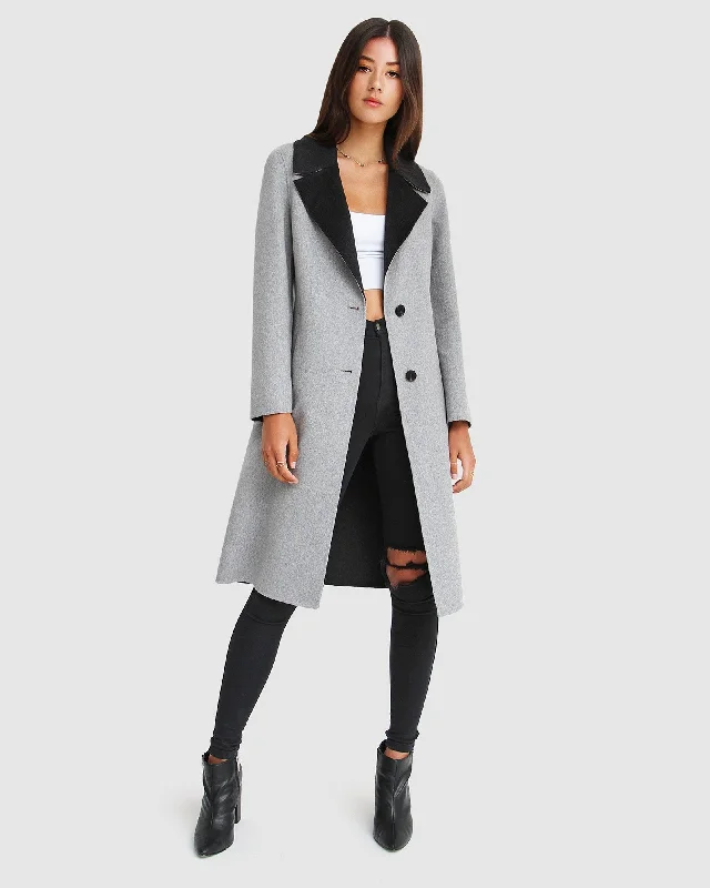Lexington Two-Tone Wool Blend Coat - Grey Fitted Jacket Loose Jacket Oversized Jacket