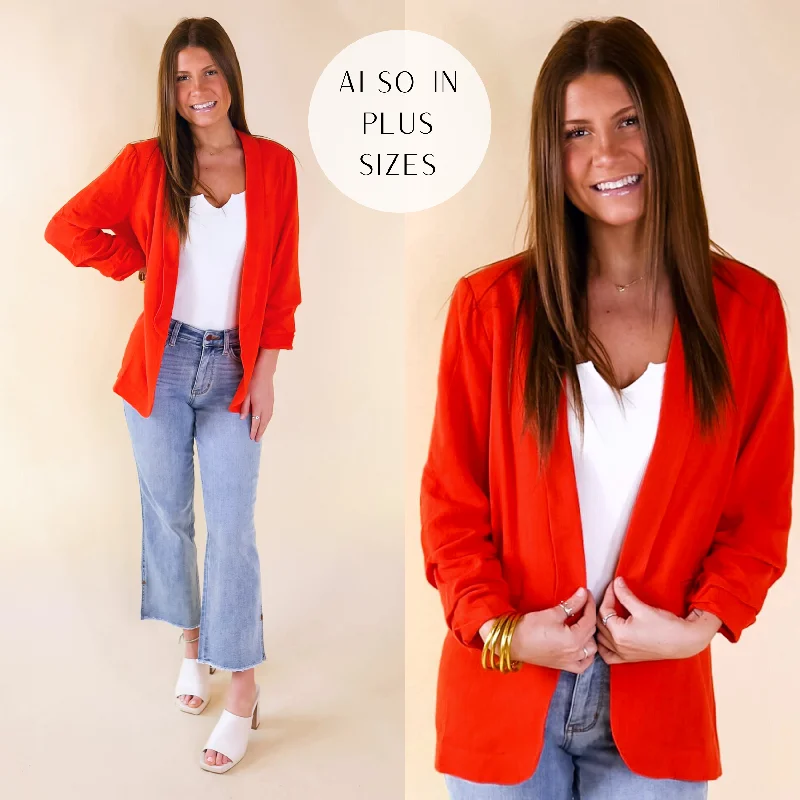 Promise Me Open Front Linen Blazer in Red V-Neck Jacket Boat Neck Jacket Square Neck Jacket Promise Me Open Front Linen Blazer in Red V-Neck Jacket Boat Neck Jacket Square Neck Jacket