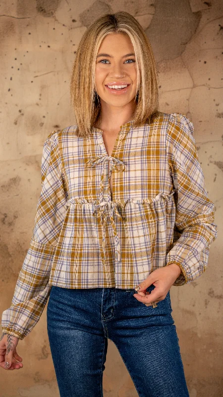 Mary Jane Mustard Mix Front Tie Top Welt Pockets Slit Pockets Flap Pockets
