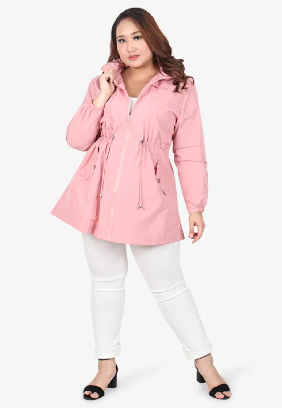 Windsor Plus Size Travel Windbreaker - Pink Satin Jacket Silk Jacket Chiffon Jacket