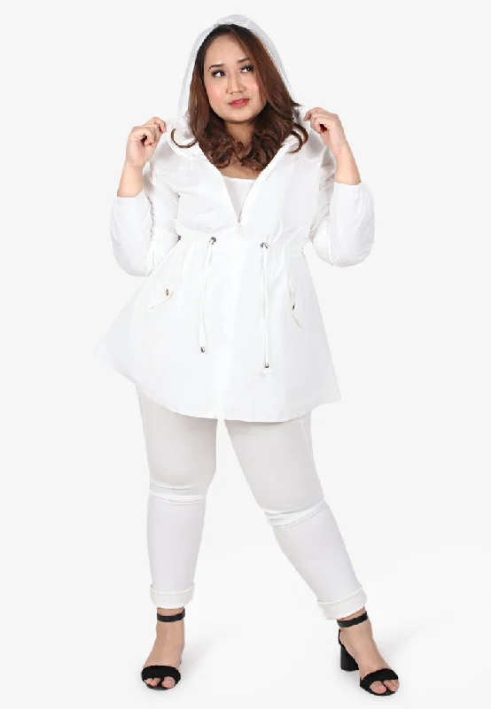 Windsor Plus Size Travel Windbreaker - White Tailored Jacket Straight Jacket A-Line Jacket