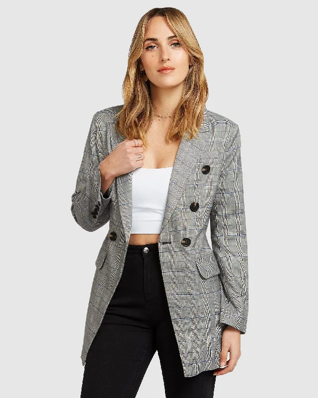 Too Cool For Work Plaid Blazer - Charcoal One-Shoulder Jacket Off-the-Shoulder Jacket Asymmetrical Jacket Too Cool For Work Plaid Blazer - Charcoal One-Shoulder Jacket Off-the-Shoulder Jacket Asymmetrical Jacket