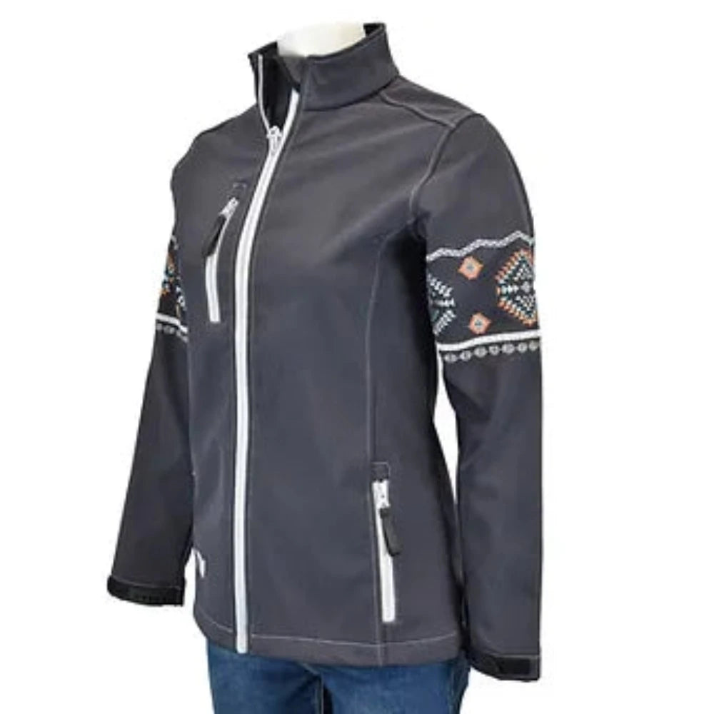 Women's Cowgirl Hardware Soft Shell Jacket w/ Southwest Design Trim Padded Insulated