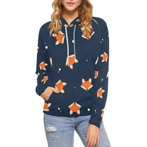 Fox Pattern Print Women Pullover Hoodie Hoodie with Slim Fit Tailored Modern