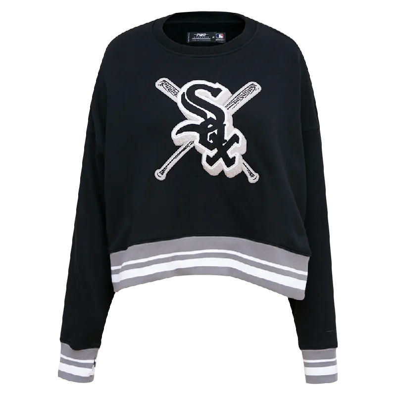 MLB CHICAGO WHITE SOX MASHUP WOMEN'S RIB CREWNECK (BLACK/GRAY) Hoodie with Camouflage Military Edgy MLB CHICAGO WHITE SOX MASHUP WOMEN'S RIB CREWNECK (BLACK/GRAY) Hoodie with Camouflage Military Edgy