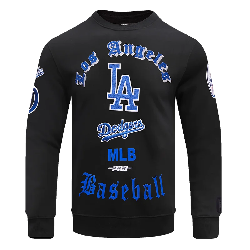MLB LOS ANGELES DODGERS MASHUP WOMEN'S RIB CROPPED PO HOODIE (BLACK/DODGER BLUE) Hoodie with Mesh Breathable Sporty