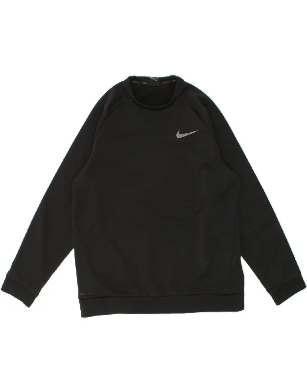 NIKE Mens Dri Fit Sweatshirt Jumper Medium Black Polyester Hoodie with Cuffed Sleeves Snug Secure NIKE Mens Dri Fit Sweatshirt Jumper Medium Black Polyester Hoodie with Cuffed Sleeves Snug Secure