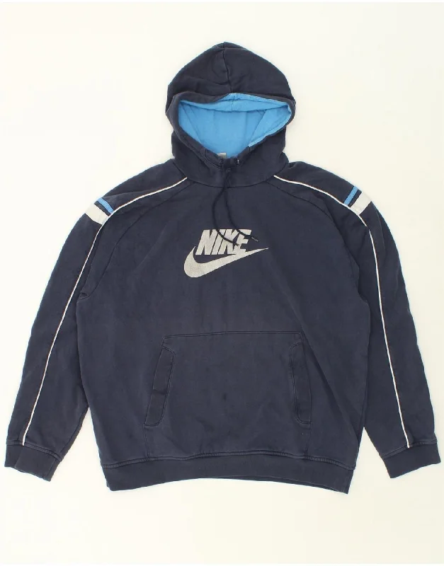 NIKE Mens Graphic Hoodie Jumper UK 45/47 XL Navy Blue Cotton Hoodie with Button Placket Classic Preppy NIKE Mens Graphic Hoodie Jumper UK 45/47 XL Navy Blue Cotton Hoodie with Button Placket Classic Preppy