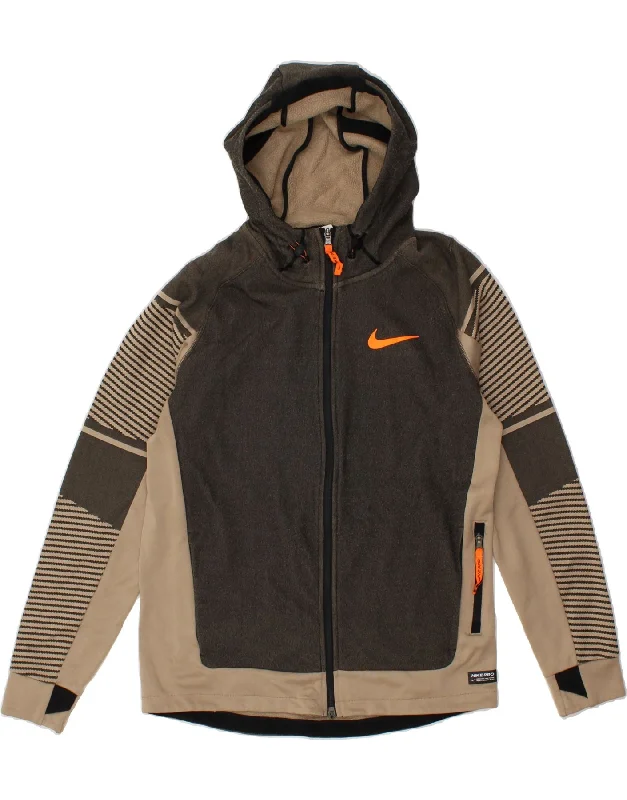 NIKE Mens Therma-Fit Zip Hoodie Sweater Medium Brown Colourblock Polyester Hoodie with Pastel Soft Subtle NIKE Mens Therma-Fit Zip Hoodie Sweater Medium Brown Colourblock Polyester Hoodie with Pastel Soft Subtle