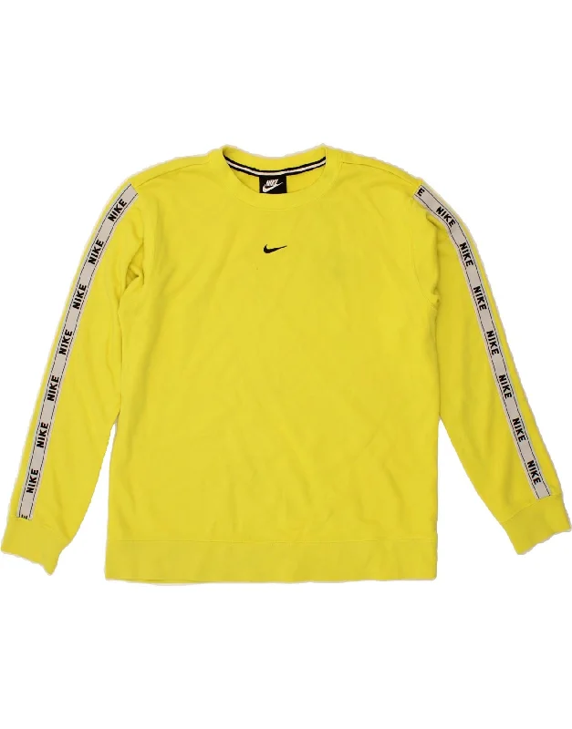 NIKE Womens Graphic Sweatshirt Jumper UK 14 Medium Yellow Cotton Hoodie with Gradient Ombre Colorful NIKE Womens Graphic Sweatshirt Jumper UK 14 Medium Yellow Cotton Hoodie with Gradient Ombre Colorful