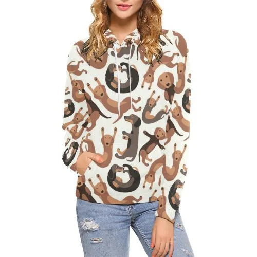 Pattern Print Dachshund Wiener Dog Print Women Pullover Hoodie Hoodie with Raglan Sleeves Sporty Comfortable Pattern Print Dachshund Wiener Dog Print Women Pullover Hoodie Hoodie with Raglan Sleeves Sporty Comfortable