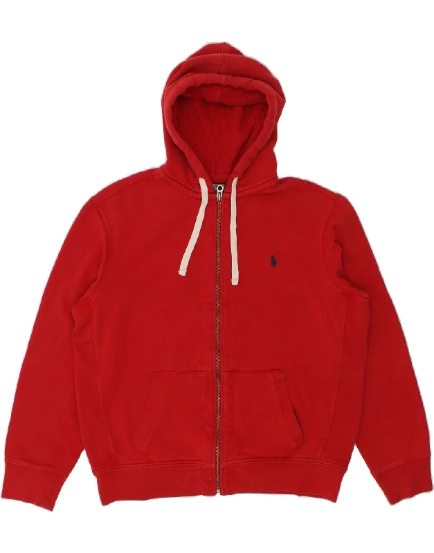POLO RALPH LAUREN Mens Zip Hoodie Sweater XL Red Cotton Hoodie with Oversized Fit Loose Comfortable POLO RALPH LAUREN Mens Zip Hoodie Sweater XL Red Cotton Hoodie with Oversized Fit Loose Comfortable