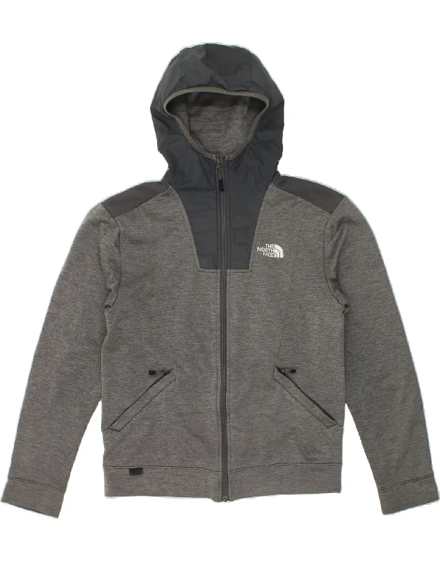 THE NORTH FACE Mens Zip Hoodie Sweater Medium Grey Colourblock Polyester Hoodie with Set-In Sleeves Structured Classic THE NORTH FACE Mens Zip Hoodie Sweater Medium Grey Colourblock Polyester Hoodie with Set-In Sleeves Structured Classic