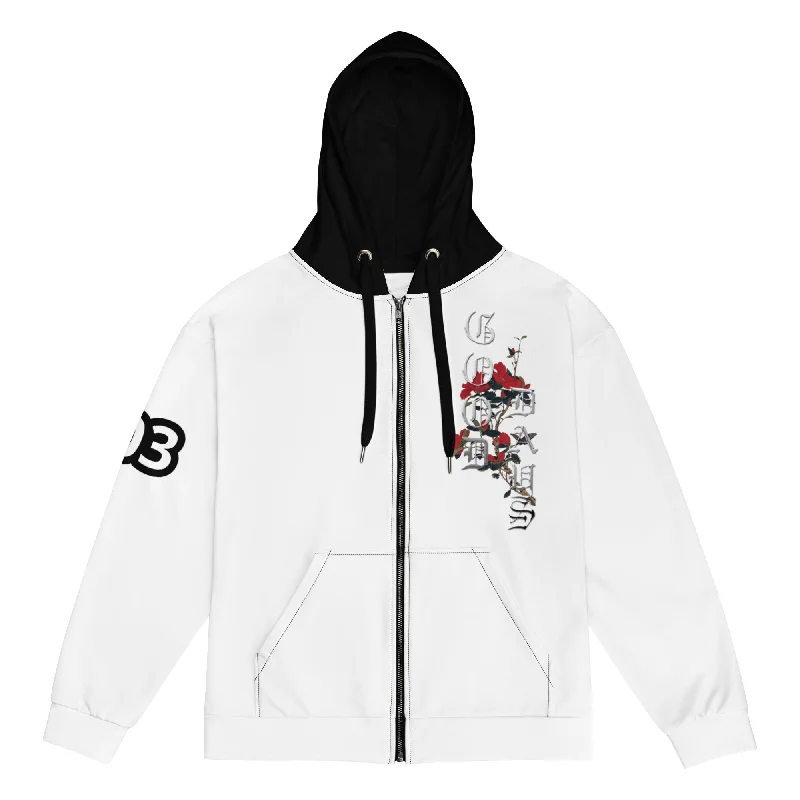 Craftklart Urban 103 White Unisex Zip Hoodie Hoodie with Stripes Bold Sporty
