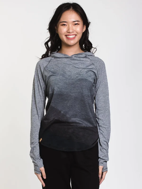WOMENS DESTINATION PULLOVER HOODIE - GREY - CLEARANCE Hoodie with Relaxed Fit Easy Casual