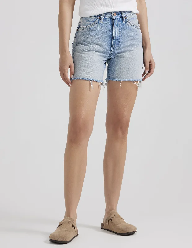 Cowboy Mid Length Short - Stuntman Blue Distressed Cutoff Shorts