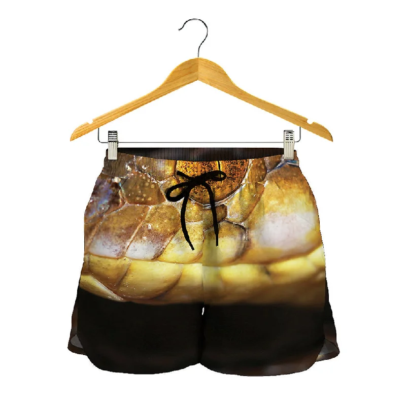 Malagasy Cat Eyed Snake Print Women's Shorts Airy Linen Blend Shorts