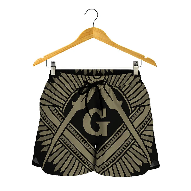 Masonic Freemasonry Print Women's Shorts Sporty Running Shorts
